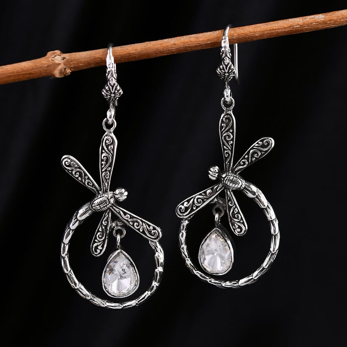 Bali Legacy Polki Moissanite Dragonfly Earrings in Sterling Silver 1.50 ctw image number 1