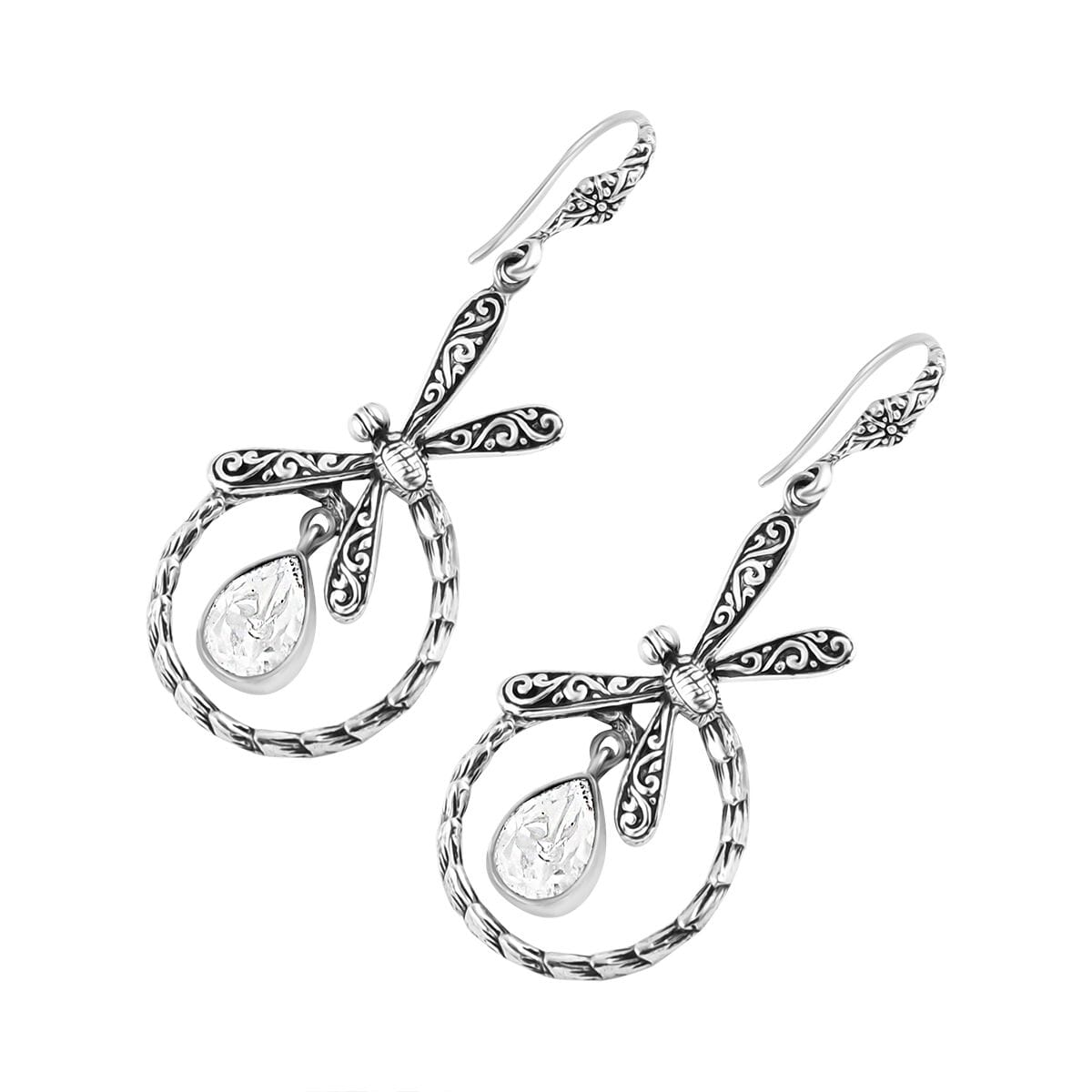 Bali Legacy Polki Moissanite Dragonfly Earrings in Sterling Silver 1.50 ctw image number 2