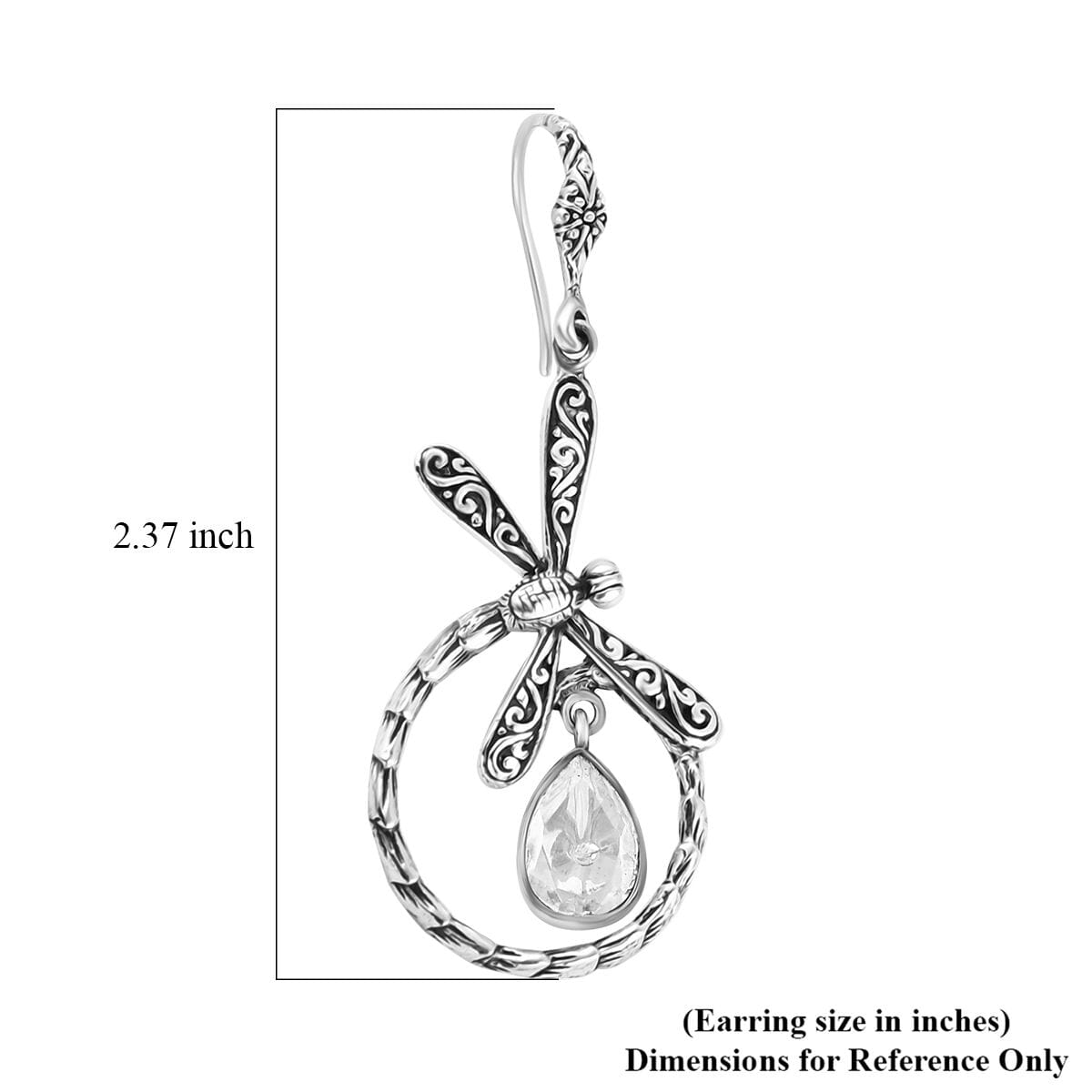 Bali Legacy Polki Moissanite Dragonfly Earrings in Sterling Silver 1.50 ctw image number 3