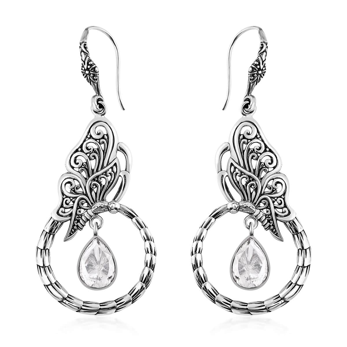 Bali Legacy Polki Moissanite Butterfly Earrings in Sterling Silver 1.50 ctw image number 0