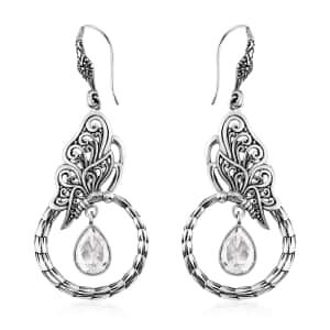 Bali Legacy Polki Moissanite Butterfly Earrings in Sterling Silver 1.50 ctw