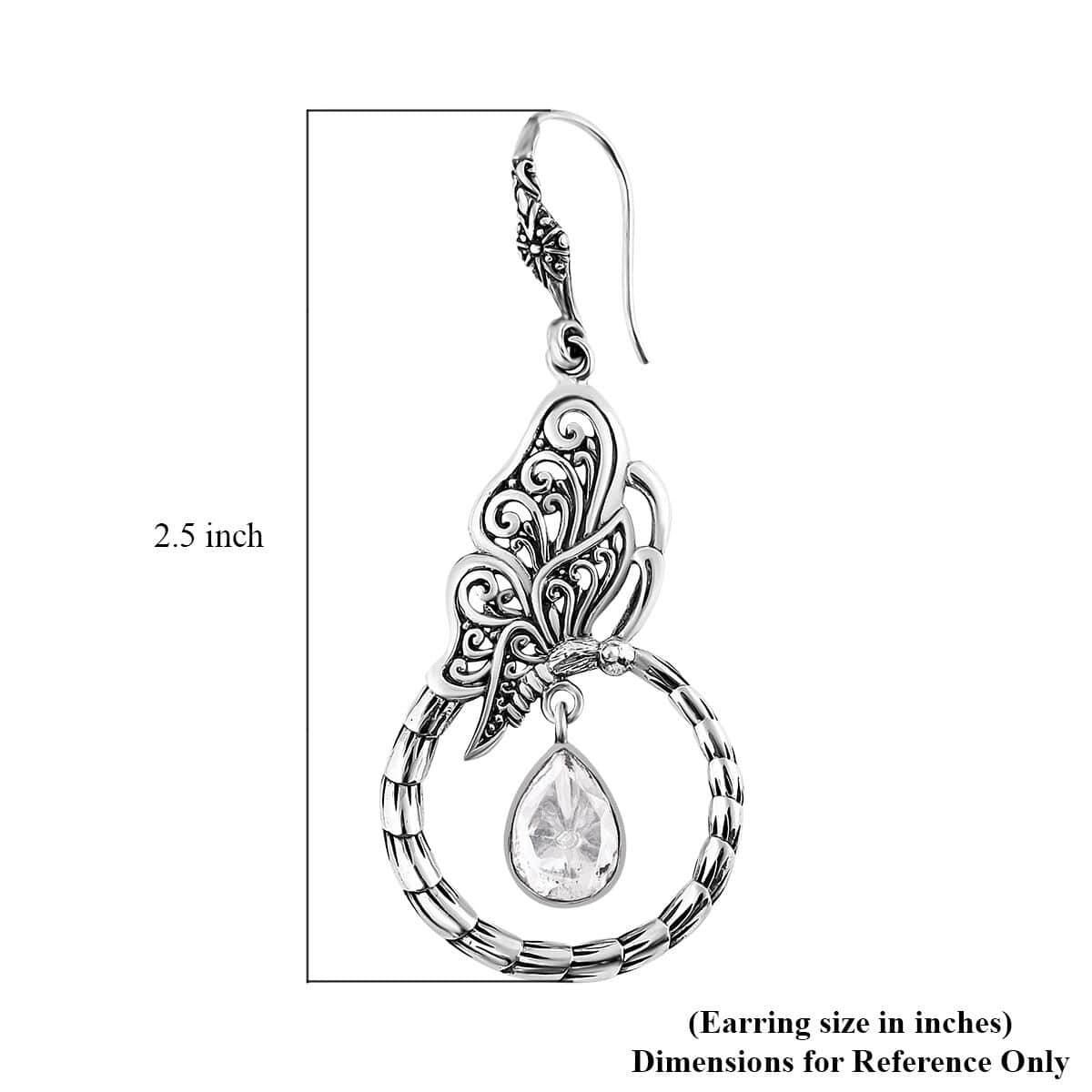 Bali Legacy Polki Moissanite Butterfly Earrings in Sterling Silver 1.50 ctw image number 4