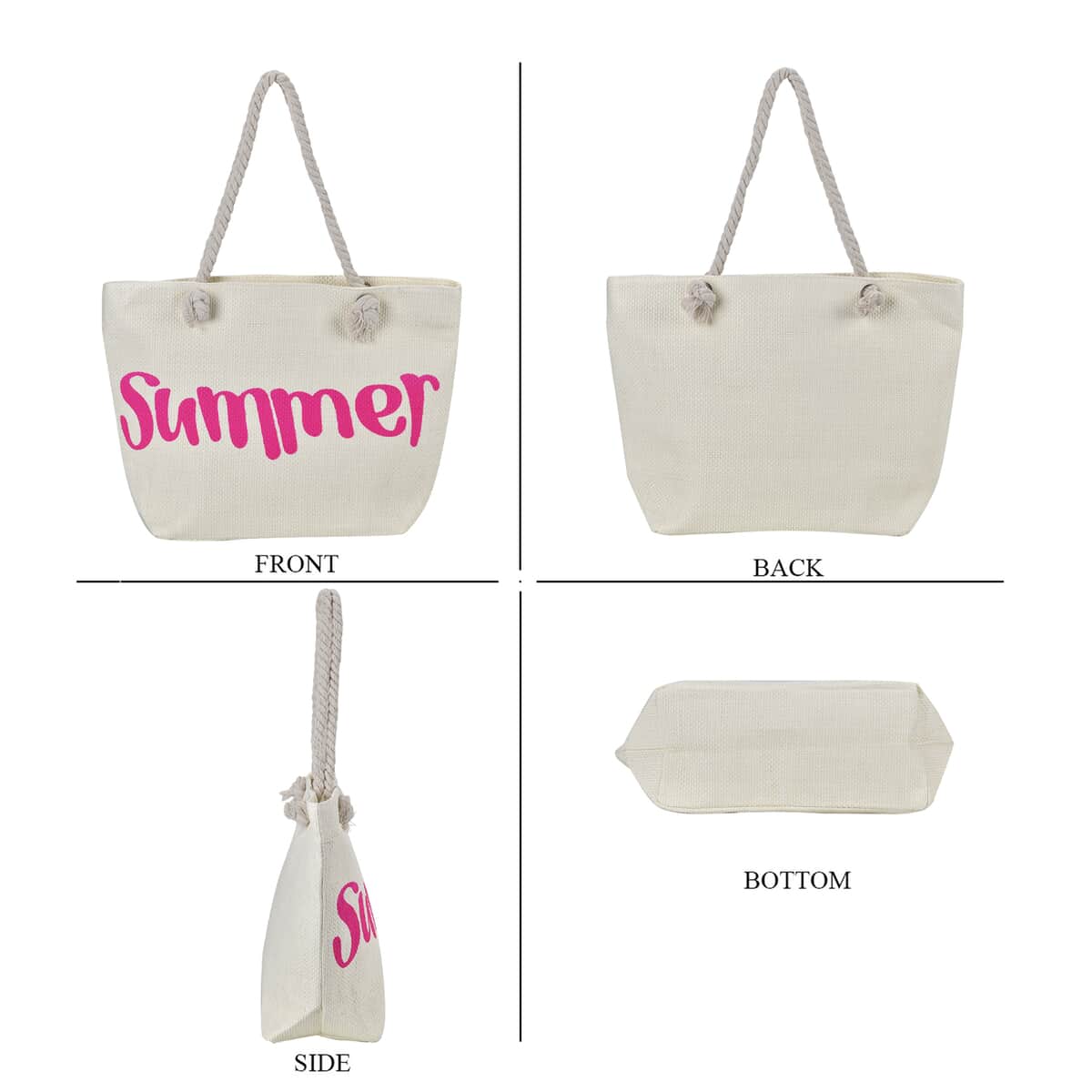 Paper Tote Bag with Printed SUMMER LOVE - Pink image number 1