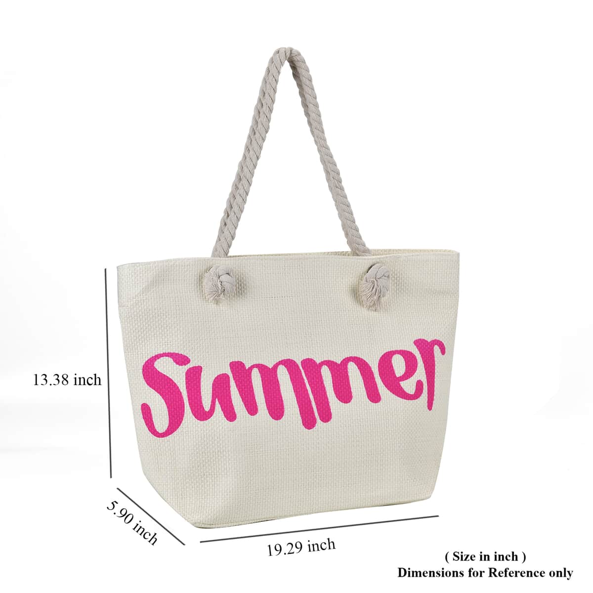 Paper Tote Bag with Printed SUMMER LOVE - Pink image number 4