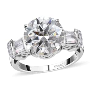 Moissanite Ring in Platinum Over Sterling Silver (Size 10.0) 5.10 ctw