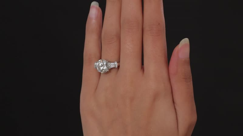 Moissanite Ring in Platinum Over Sterling Silver (Size 10.0) 5.10 ctw