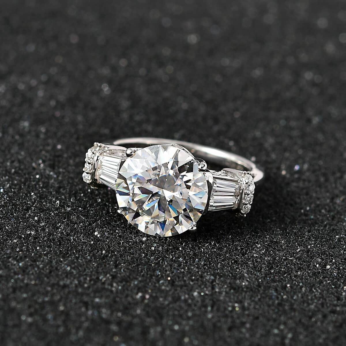 Moissanite Ring in Platinum Over Sterling Silver (Size 10.0) 5.10 ctw image number 1