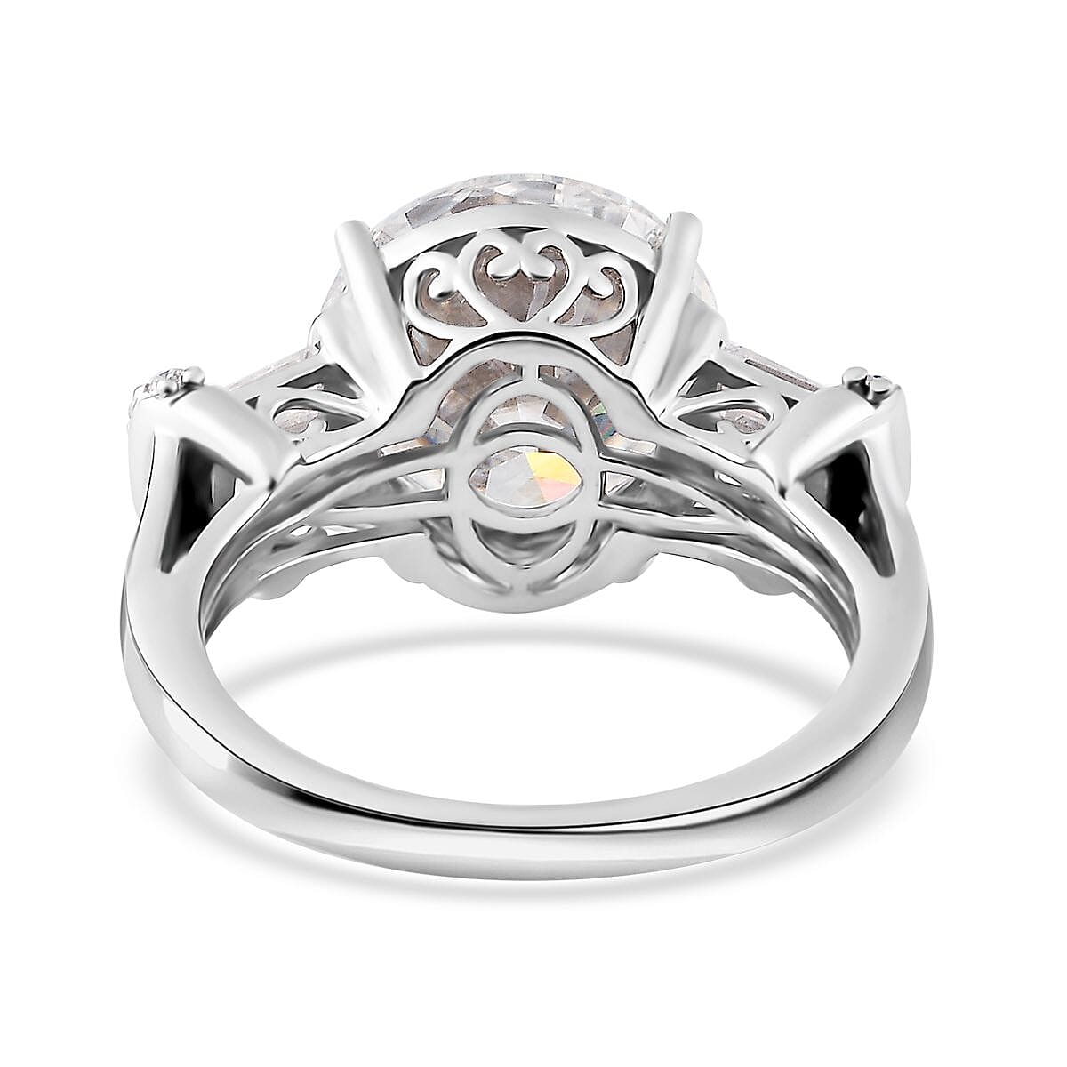 Moissanite Ring in Platinum Over Sterling Silver (Size 10.0) 5.10 ctw