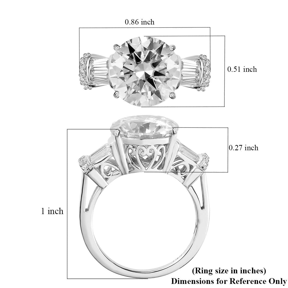Moissanite Ring in Platinum Over Sterling Silver (Size 10.0) 5.10 ctw image number 5