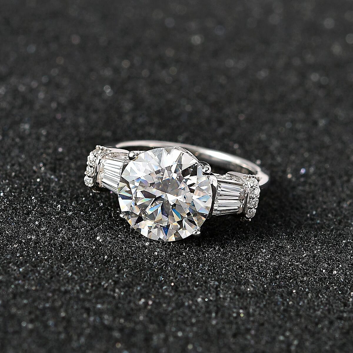 Moissanite Ring in Platinum Over Sterling Silver (Size 9.0) 5.10 ctw image number 1