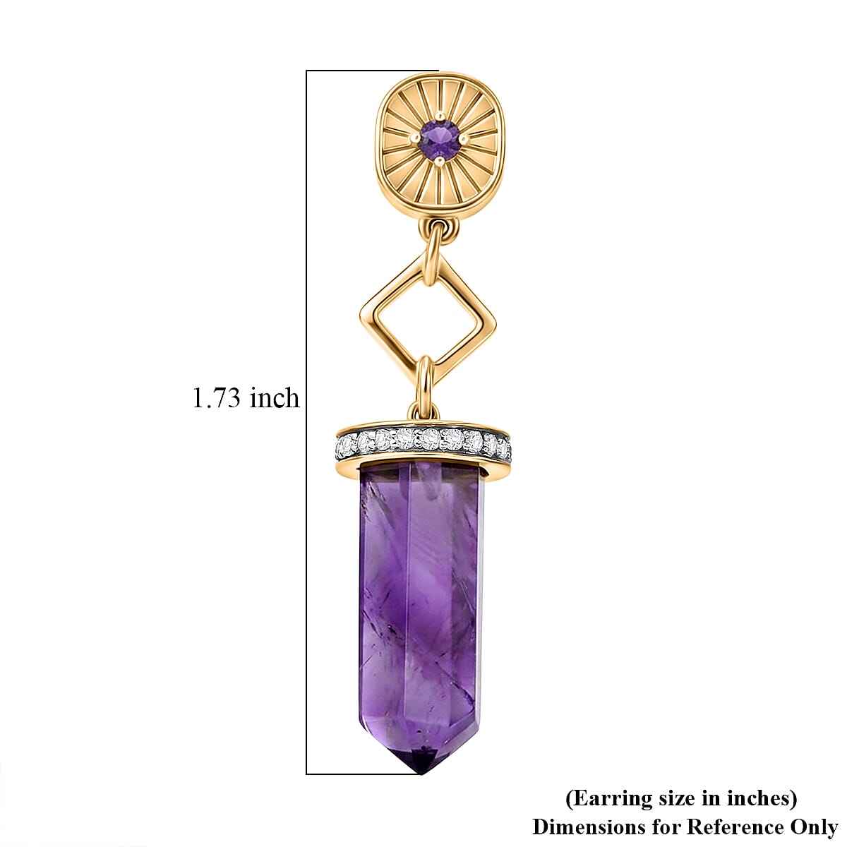 Premium African Amethyst and White Zircon 20.60 ctw Earrings in 18K Vermeil Yellow Gold Over Sterling Silver