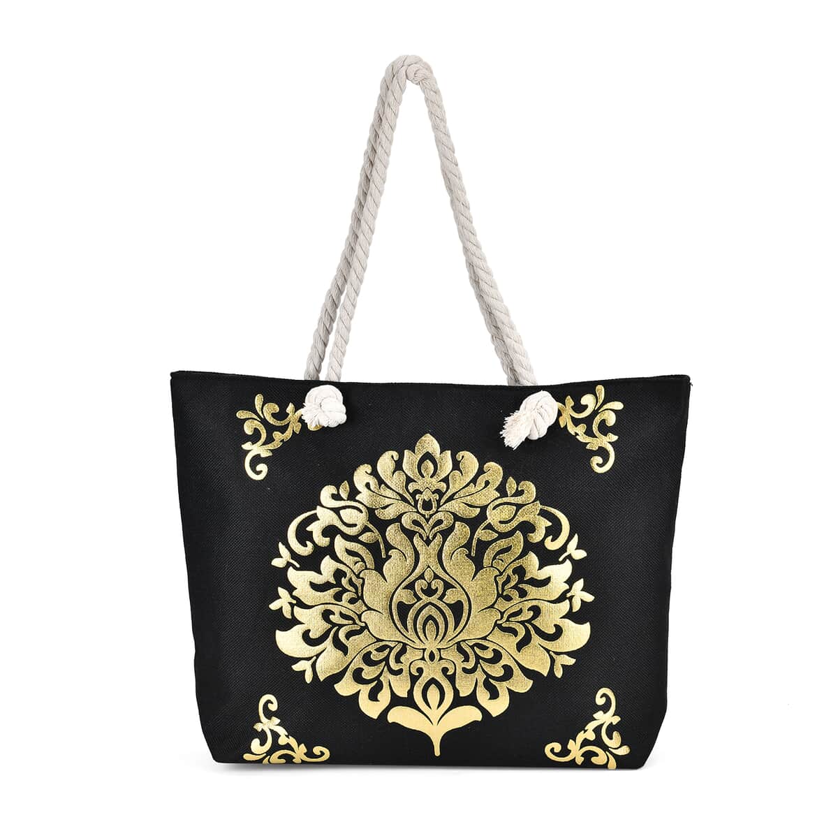 Metallic Glitter Gold Damask Pattern Tote Bag (20.47"x15.35"x4.33") image number 0