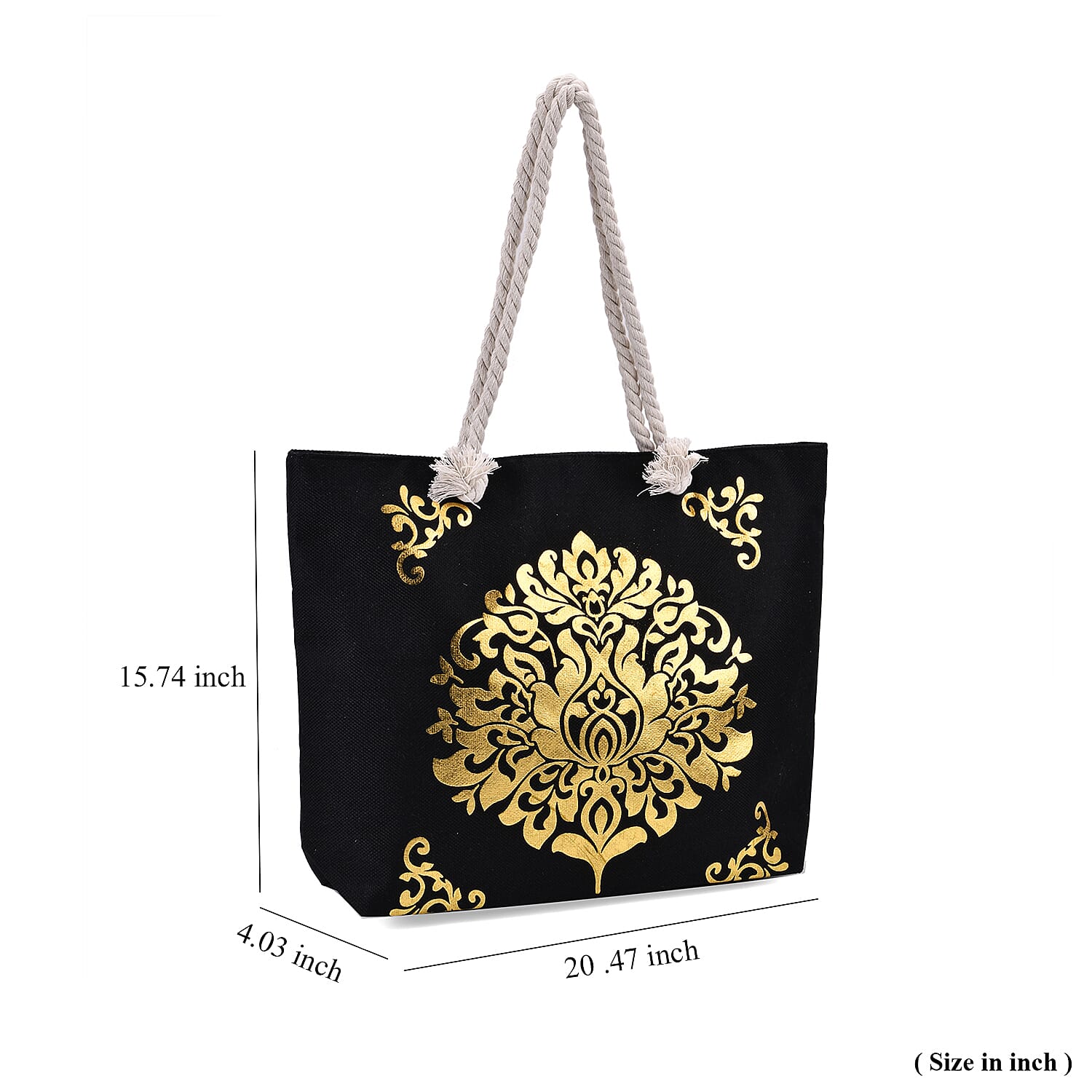 Metallic Glitter Gold Damask Pattern Tote Bag