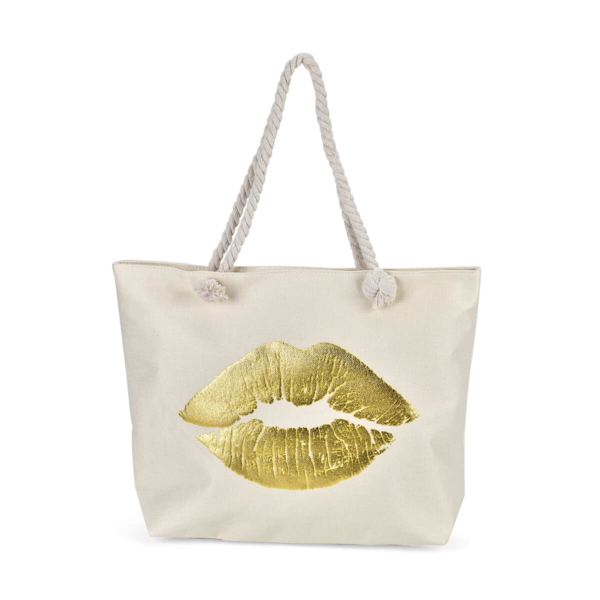 Metallic Glitter Gold Lip Pattern Tote Bag image number 0