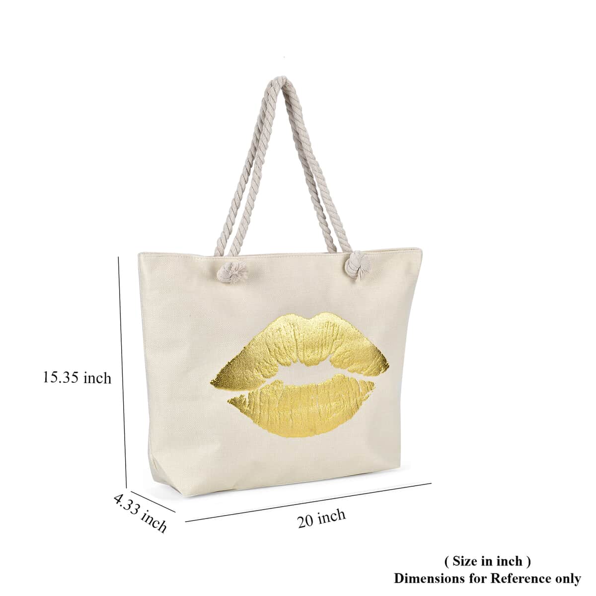 Metallic Glitter Gold Lip Pattern Tote Bag image number 4