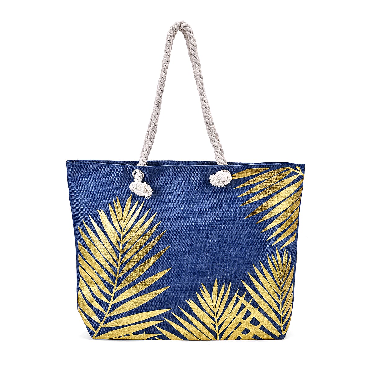 Metallic Glitter Gold Palm Leaves Pattern Tote Bag image number 0