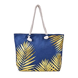 Metallic Glitter Gold Palm Leaves Pattern Tote Bag