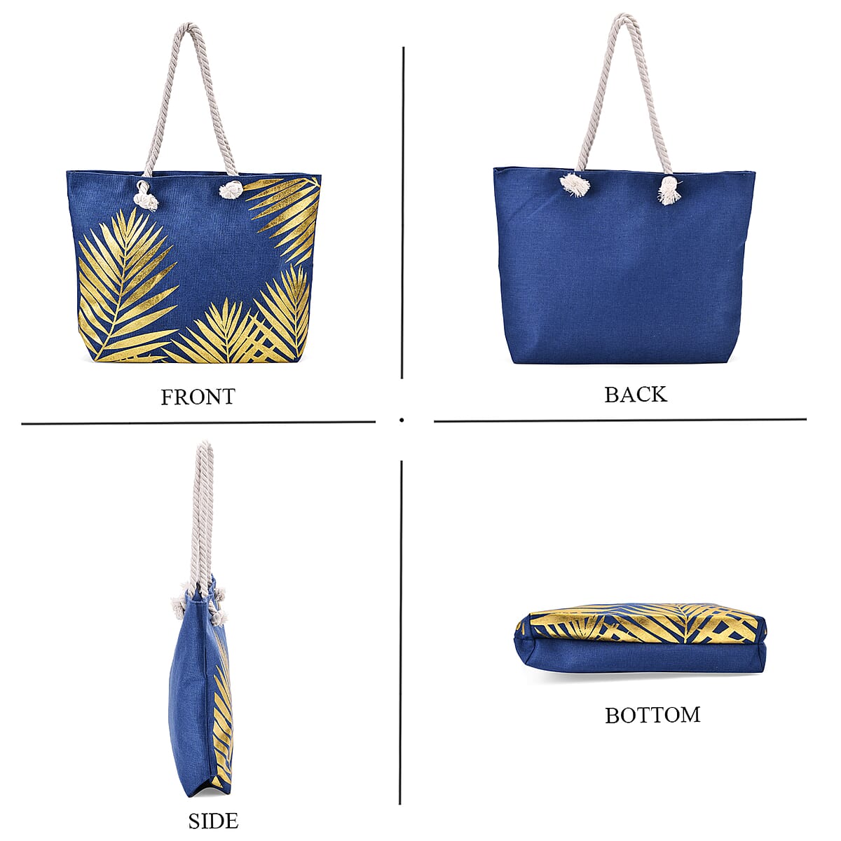 Metallic Glitter Gold Palm Leaves Pattern Tote Bag image number 1