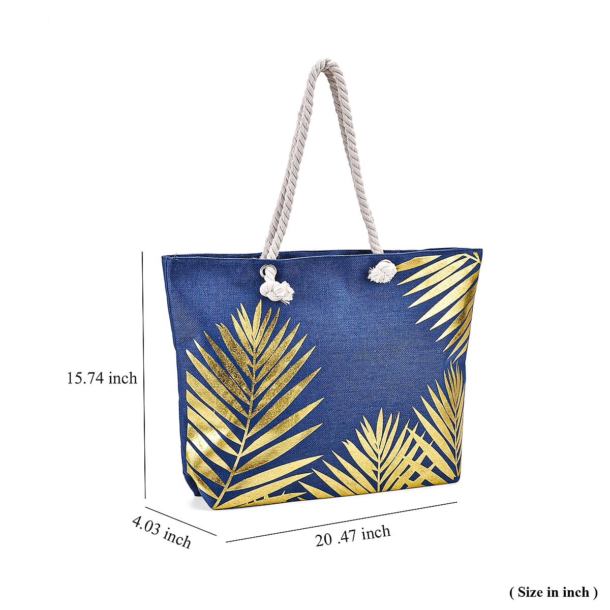 Metallic Glitter Gold Palm Leaves Pattern Tote Bag image number 4