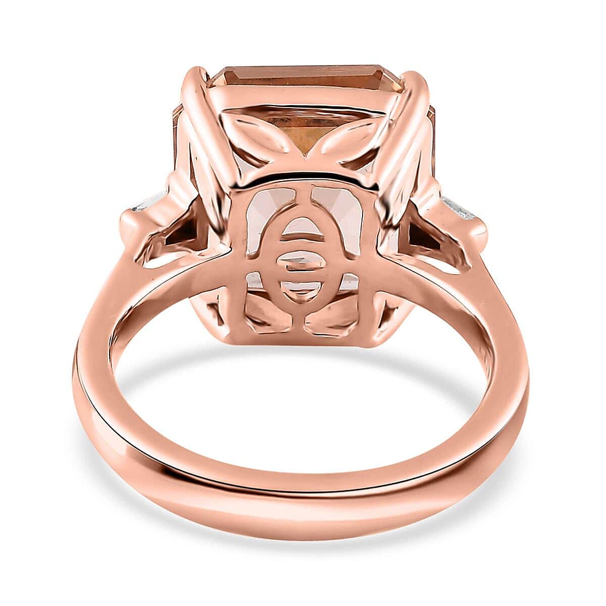 Luxoro Asscher Cut AAA Marropino Morganite and I3 Diamond 6.60 ctw Ring in 14K Rose Gold (Size 11.0) 5.60 Grams image number 4