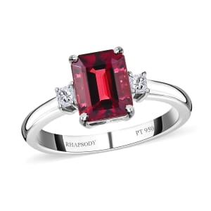 Rhapsody 950 Platinum AAAA Ouro Fino Rubellite and E-F VS Diamond Ring (Size 11.0) 5.25 Grams 2.00 ctw