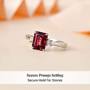 Rhapsody 950 Platinum AAAA Ouro Fino Rubellite and E-F VS Diamond Ring (Size 8.5) 5.25 Grams 2.00 ctw