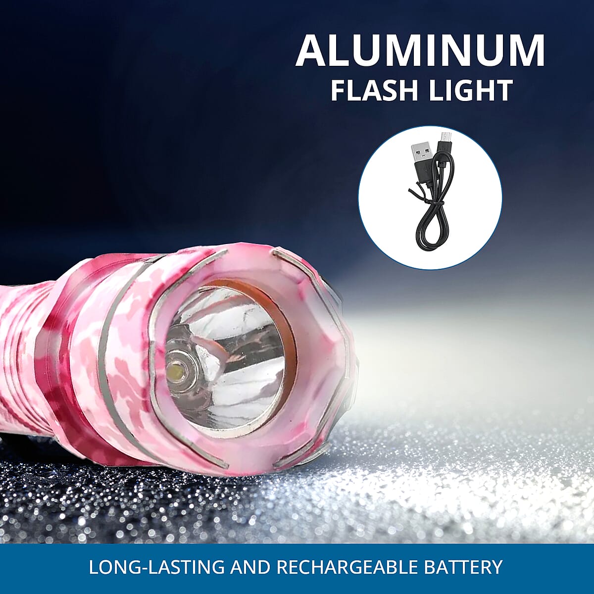 CLOSOUT Pink Camo Personal Protection USB Rechargeable Stun Gun With High Power LED Flashlight, Personal Self Defense Tool With Safety Switch image number 2