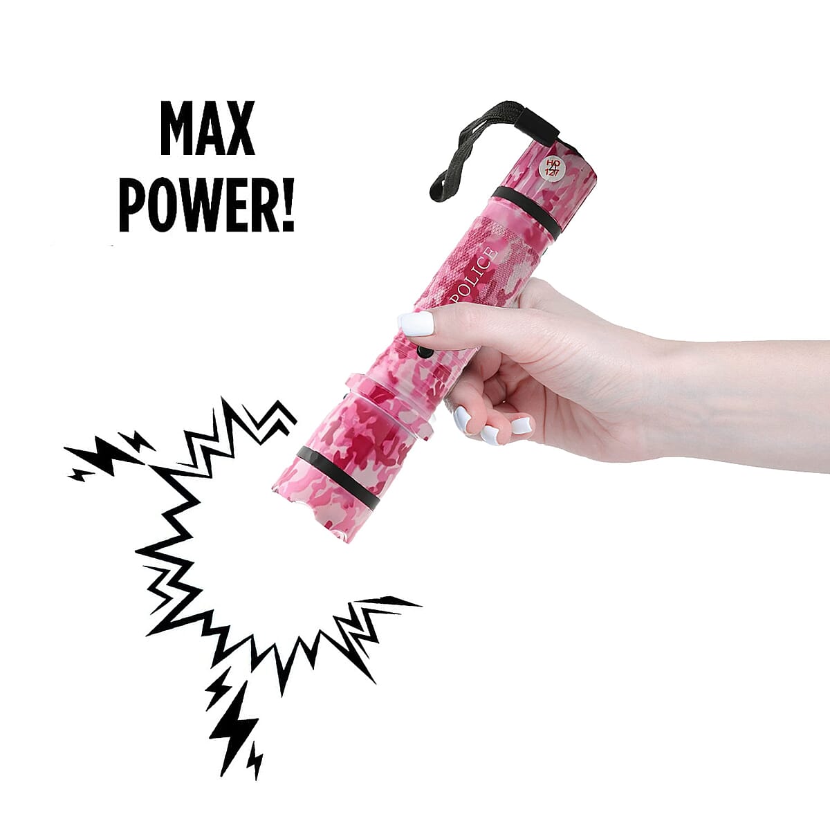 CLOSOUT Pink Camo Personal Protection USB Rechargeable Stun Gun With High Power LED Flashlight, Personal Self Defense Tool With Safety Switch image number 3