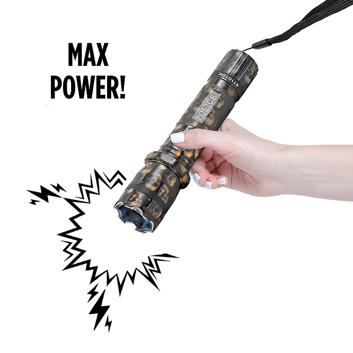 Closeout Personal Protection Black Skull Pattern LED Flashlight with Stun Gun image number 3