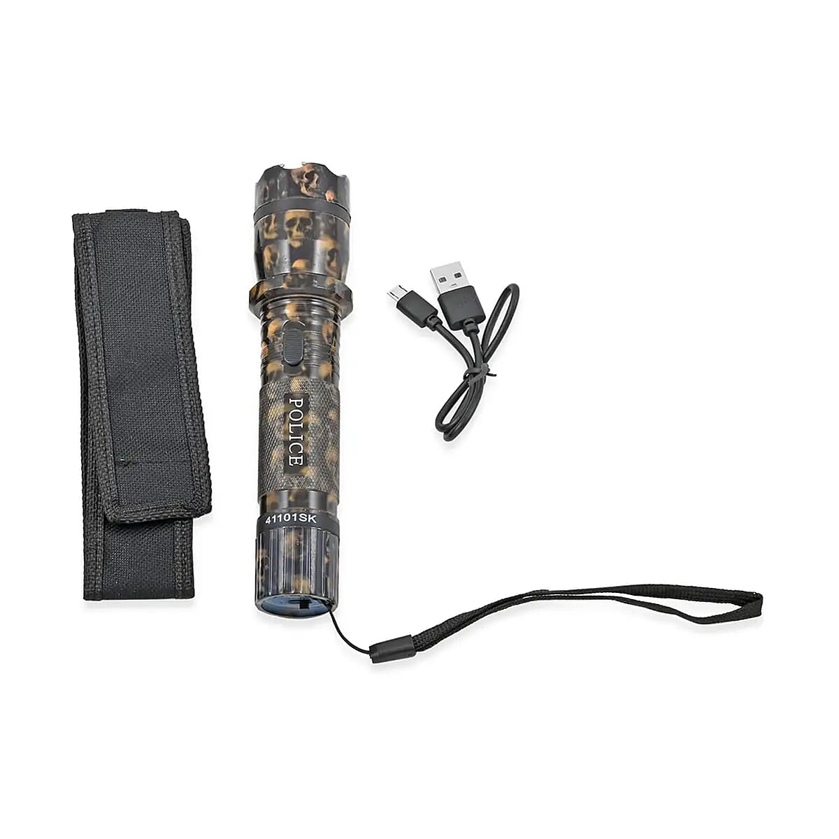 Closeout Personal Protection Black Skull Pattern LED Flashlight with Stun Gun image number 5