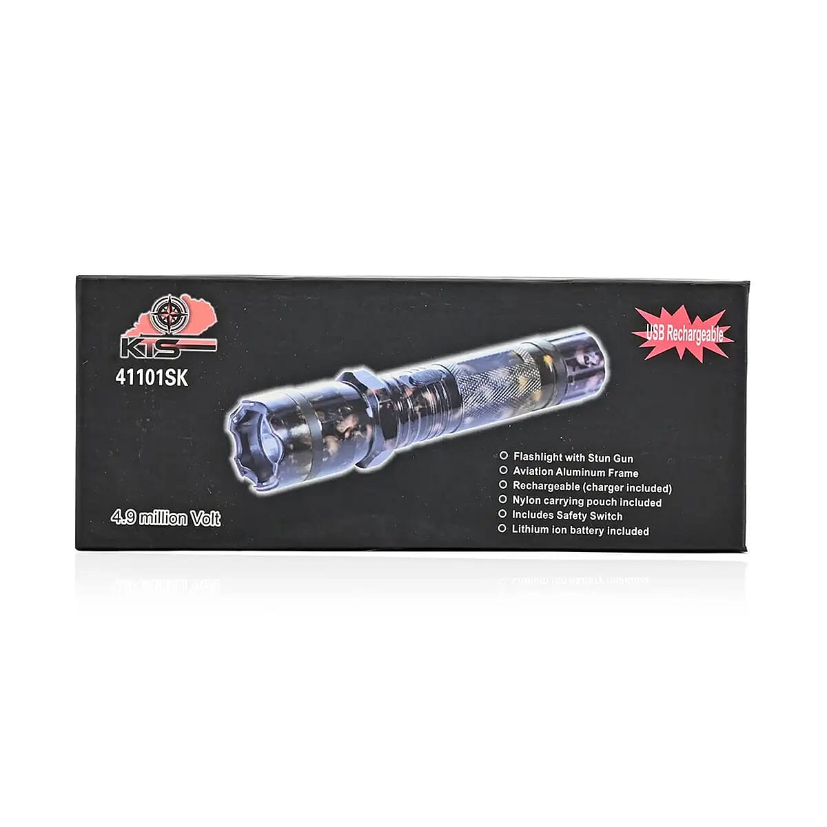 Closeout Personal Protection Black Skull Pattern LED Flashlight with Stun Gun image number 6