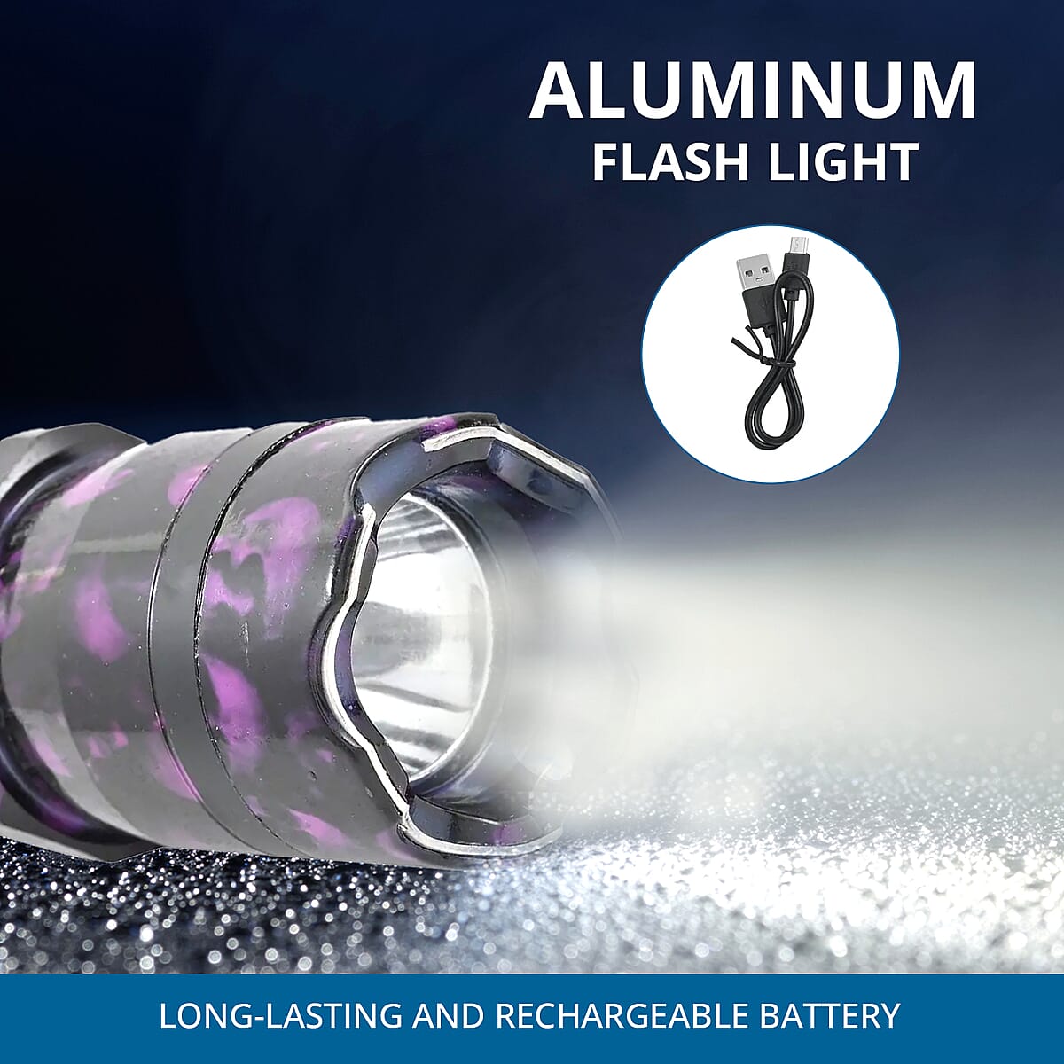 Closeout Personal Protection Purple Skull Pattern LED Flashlight with Stun Gun image number 2