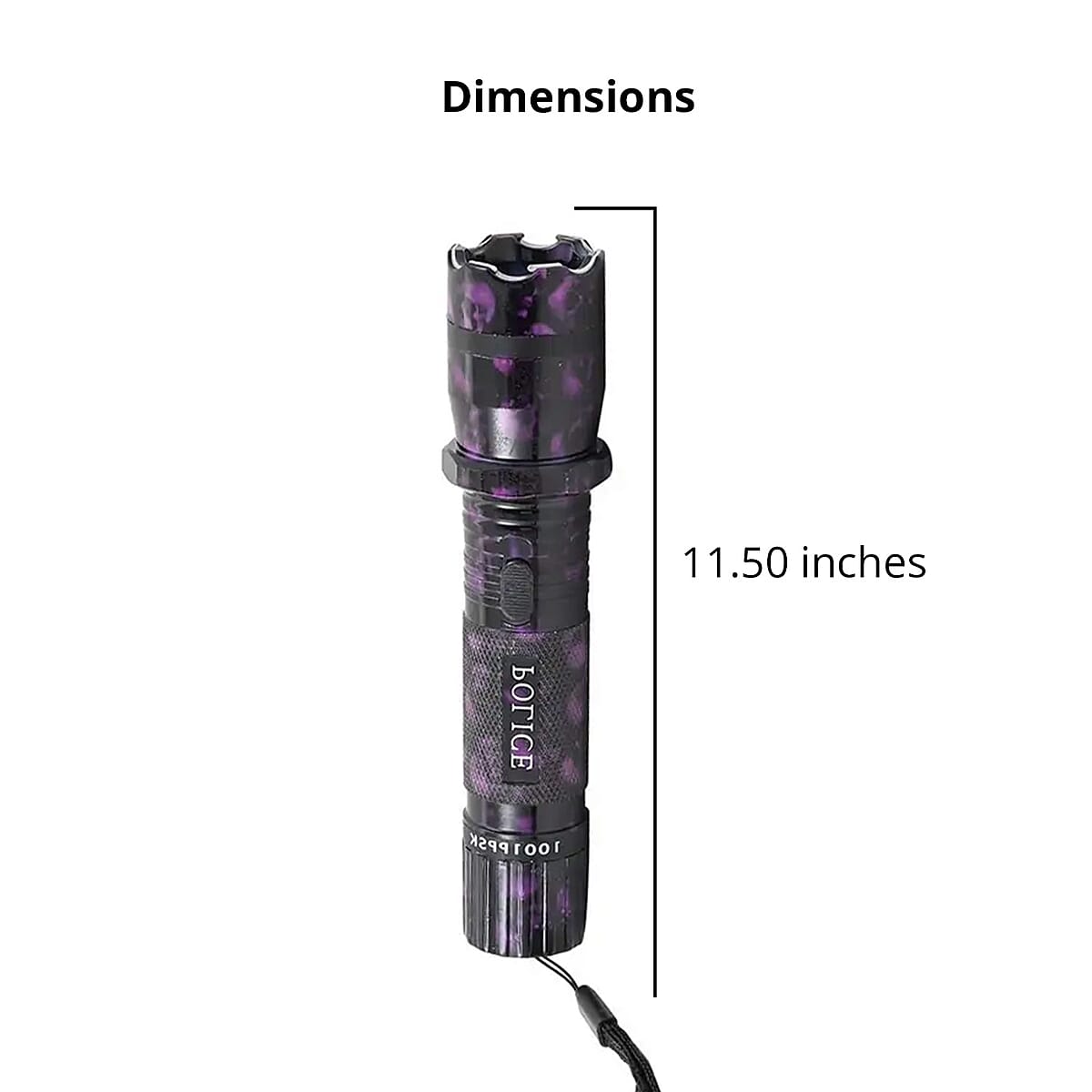 Closeout Personal Protection Purple Skull Pattern LED Flashlight with Stun Gun image number 4