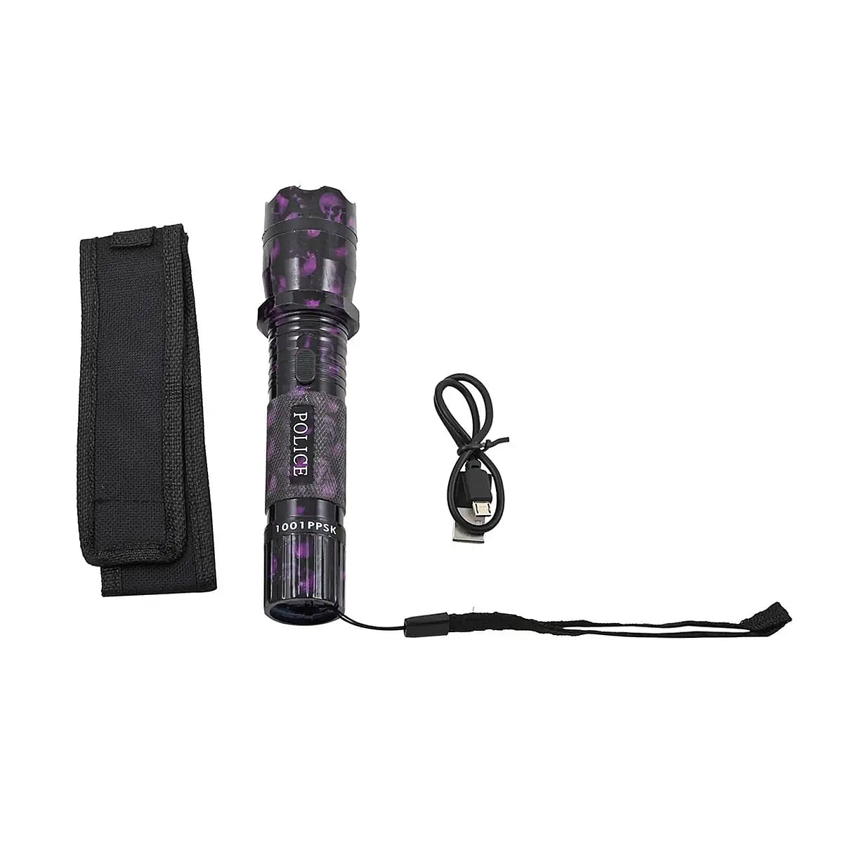 Closeout Personal Protection Purple Skull Pattern LED Flashlight with Stun Gun image number 5