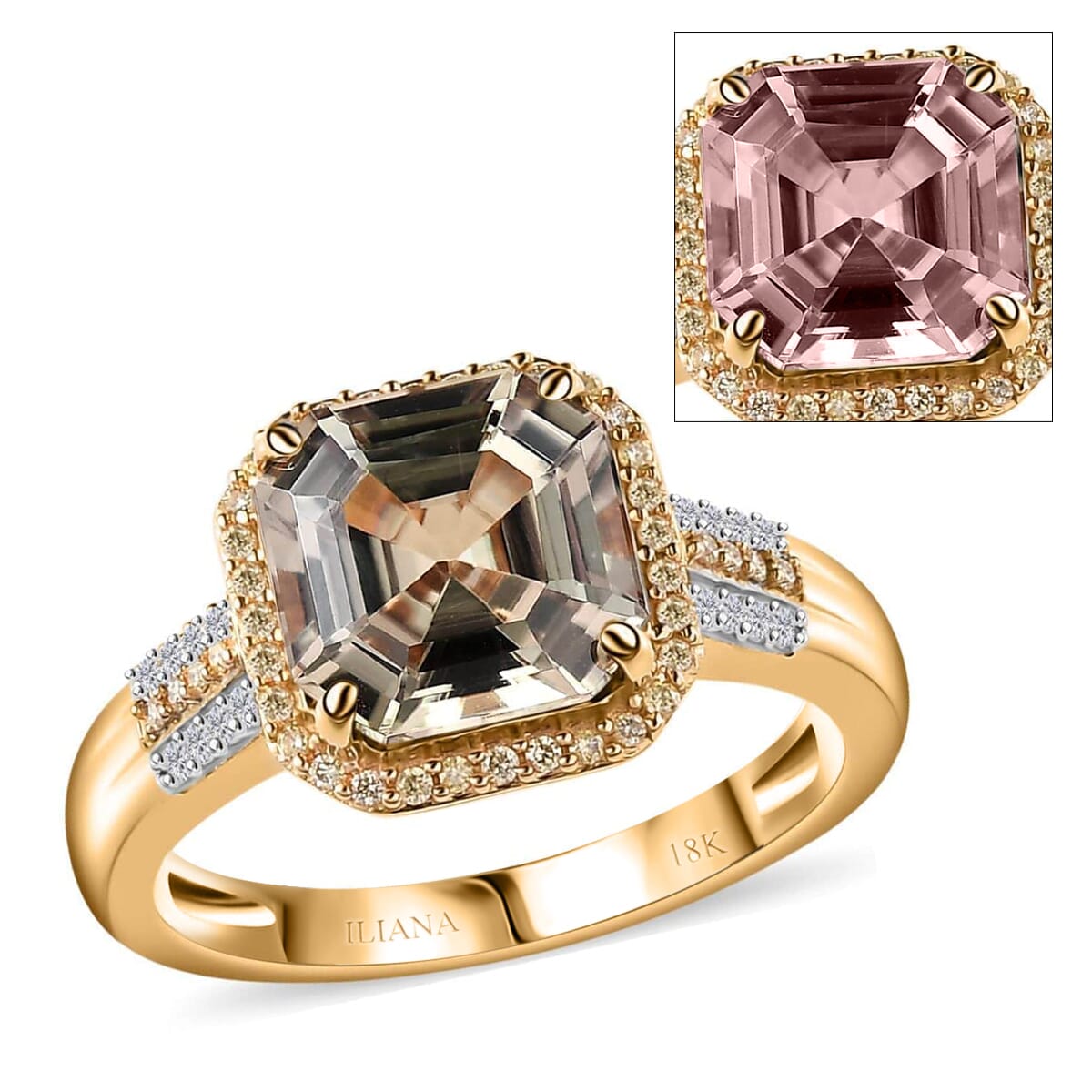 Iliana 18K Yellow Gold AAA Turkizite, Natural Yellow and White Diamond SI Floral Ring (Size 7.5) 5.15 Grams 4.25 ctw image number 0