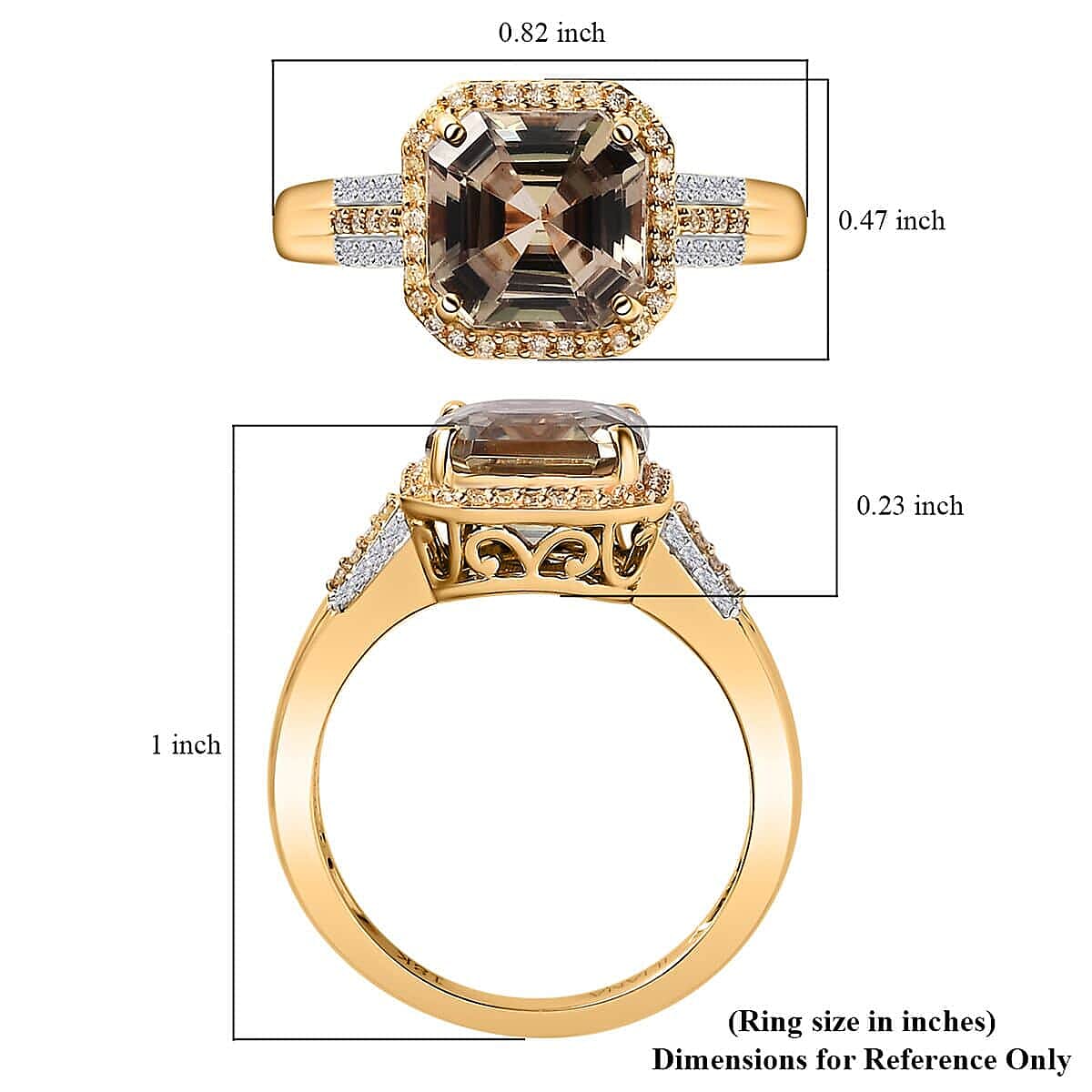 Iliana 18K Yellow Gold AAA Turkizite, Natural Yellow and White Diamond SI Floral Ring (Size 8.5) 5.15 Grams 4.25 ctw image number 5