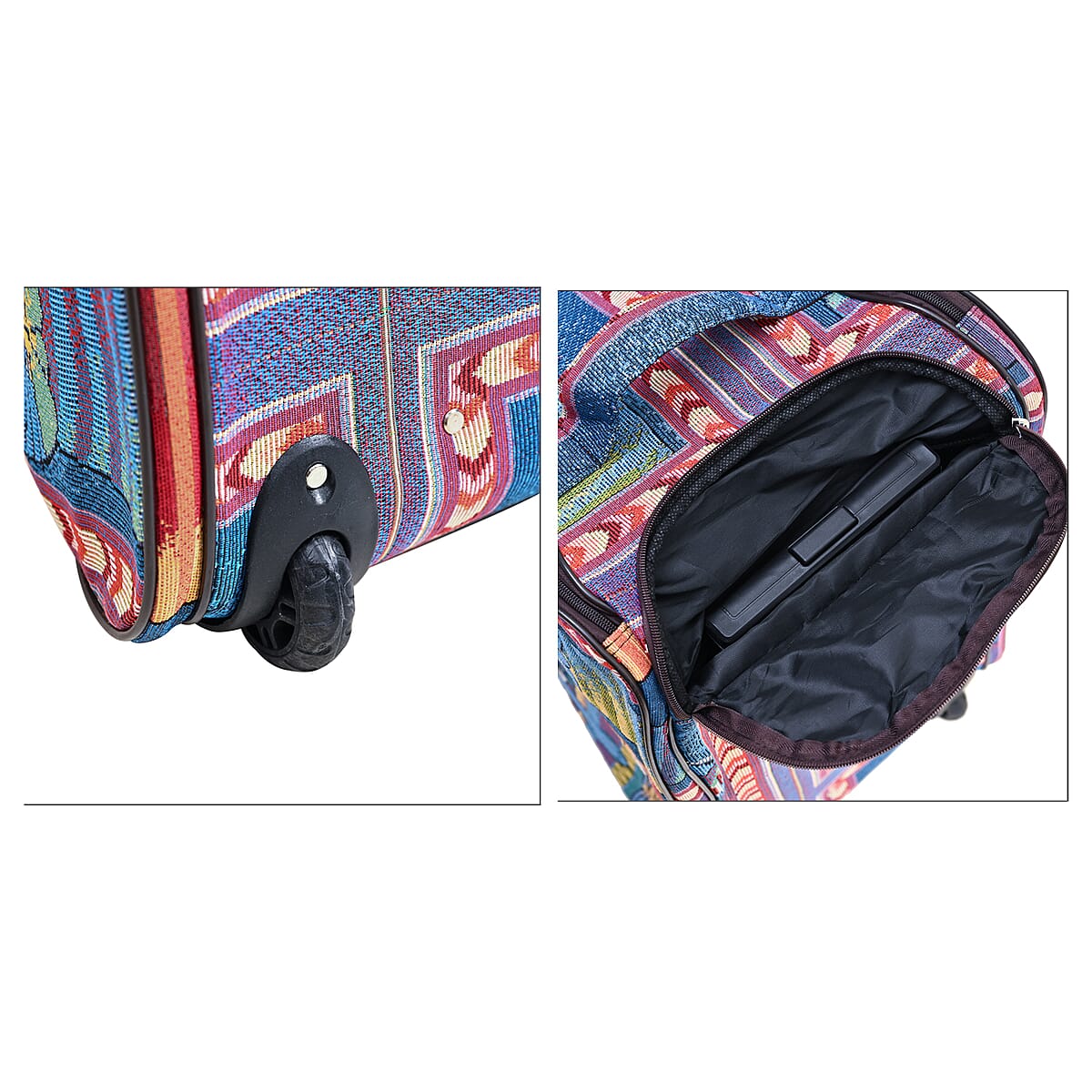 Set of 2 Blue with 3 Cat Travel Bag - Large Wheeled Rolling Duffel Bag and Small Duffel Bag image number 8