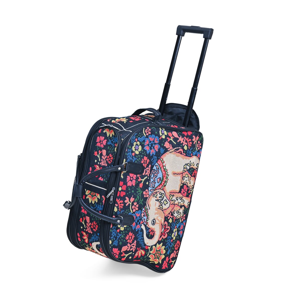 Set of 2 Multi Color with Elephant Travel Bag - Large Wheeled Rolling Duffel Bag and Small Duffel Bag image number 2