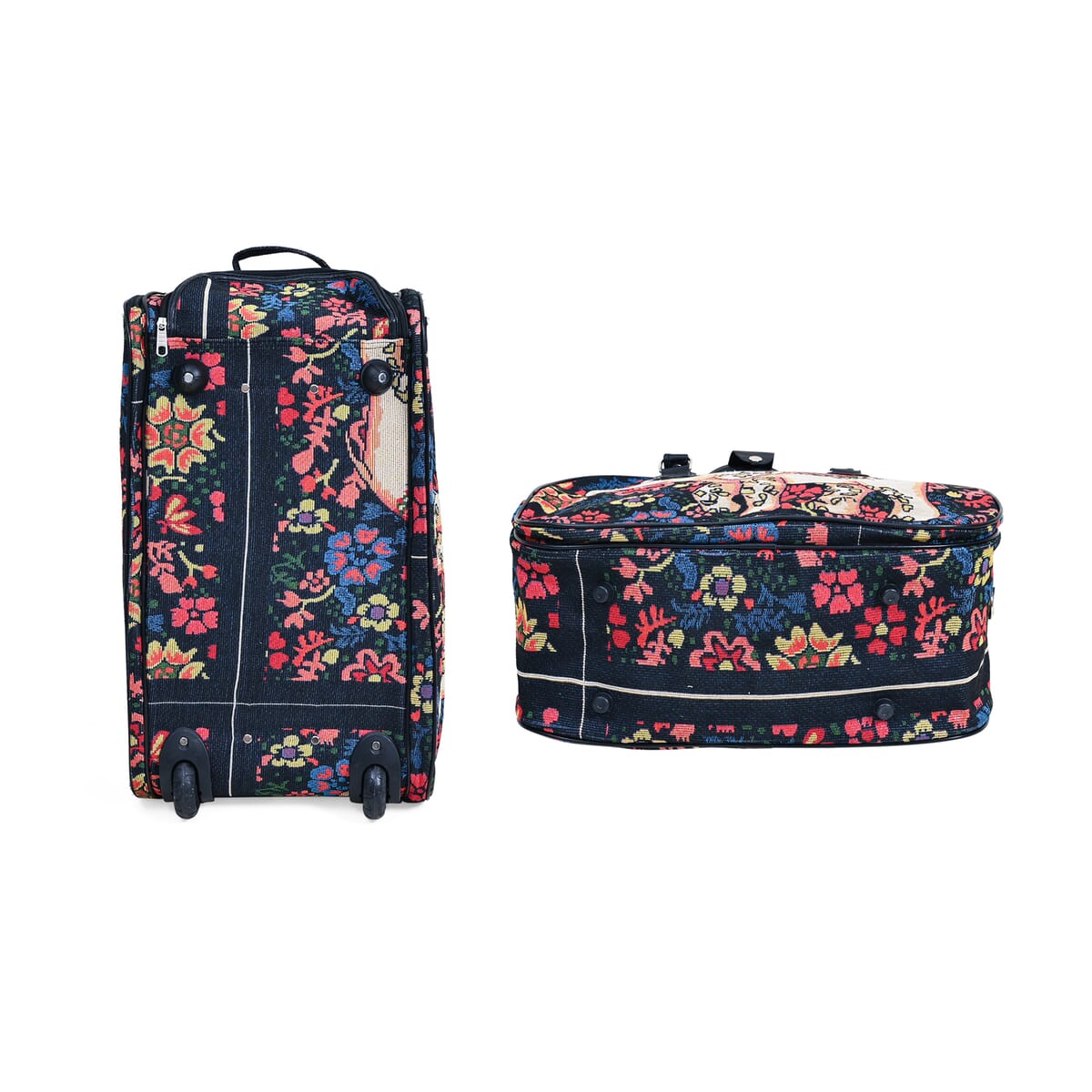 Set of 2 Multi Color with Elephant Travel Bag - Large Wheeled Rolling Duffel Bag and Small Duffel Bag image number 6