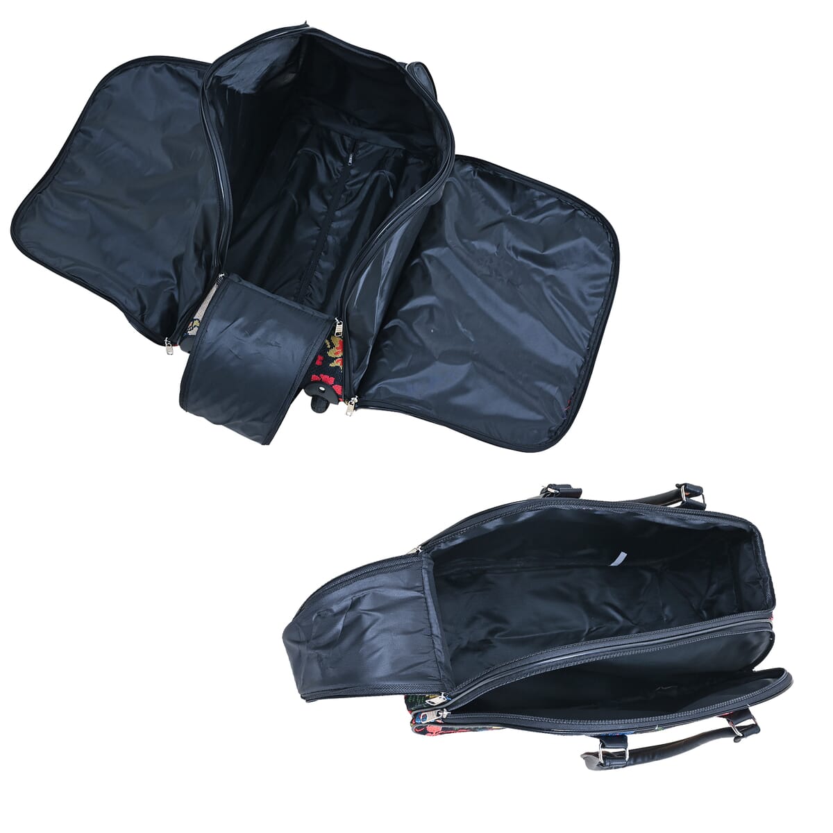 Set of 2 Multi Color with Elephant Travel Bag - Large Wheeled Rolling Duffel Bag and Small Duffel Bag image number 7