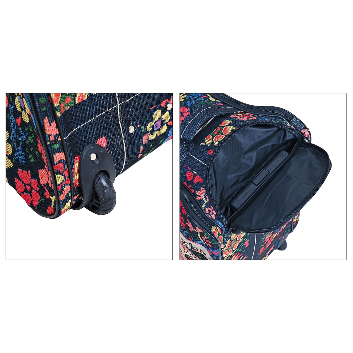 Set of 2 Multi Color with Elephant Travel Bag - Large Wheeled Rolling Duffel Bag and Small Duffel Bag image number 8
