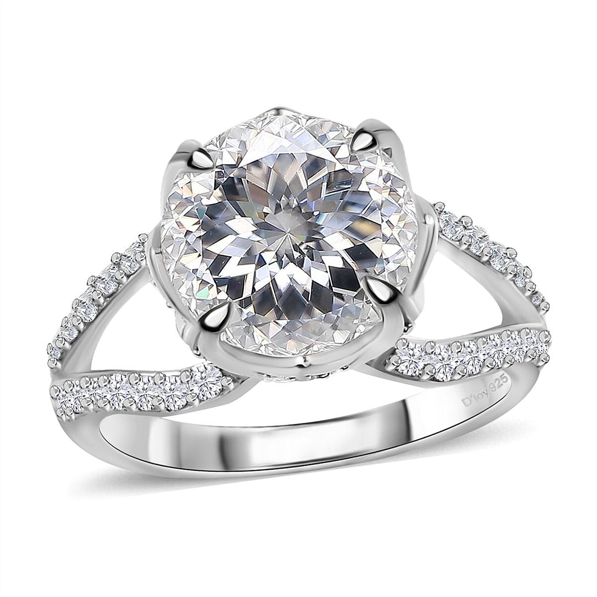 Birds Nest Cut Moissanite 4.80 ctw Split Shank Ring in Vermeil Yellow Gold Over Sterling Silver (Size 10.0)