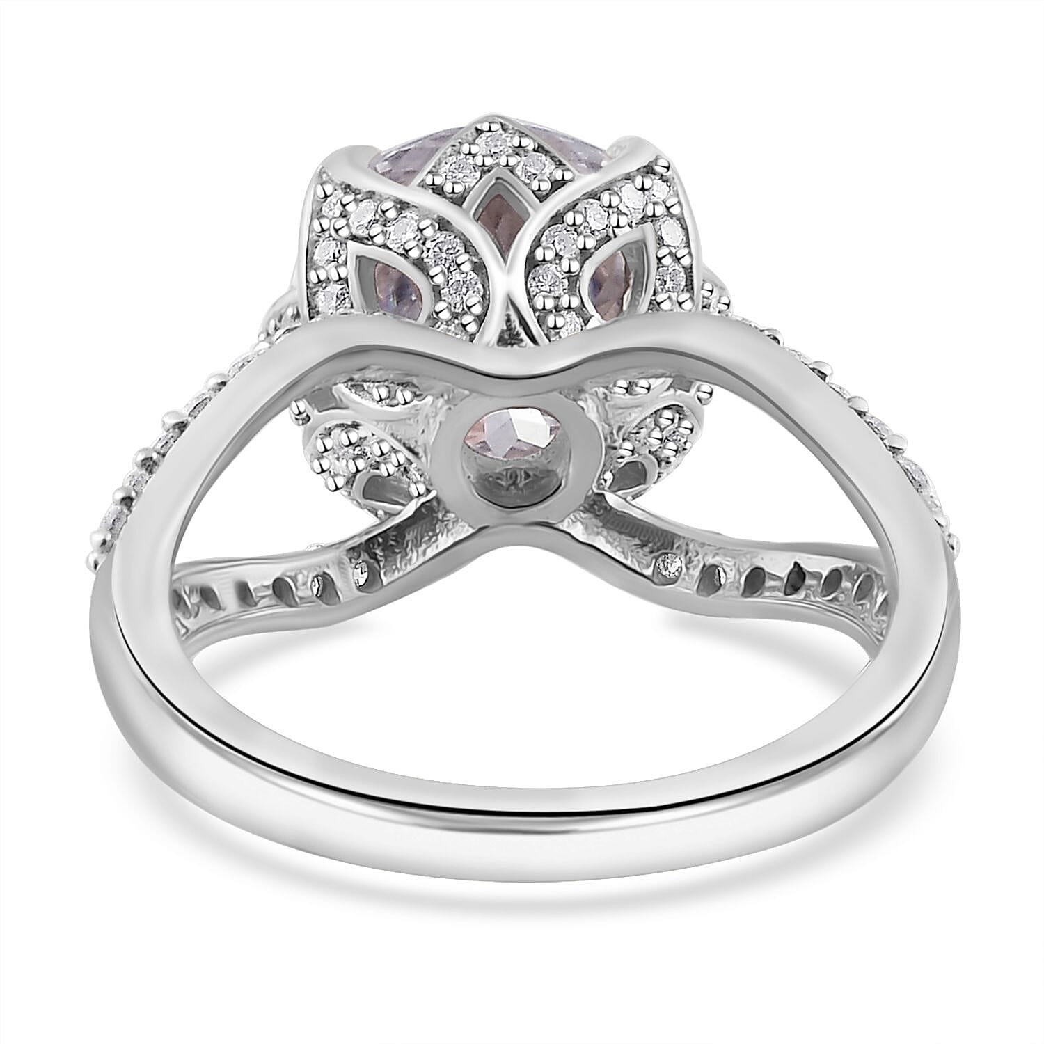 Birds Nest Cut Moissanite 4.80 ctw Split Shank Ring in Vermeil Yellow Gold Over Sterling Silver (Size 10.0)