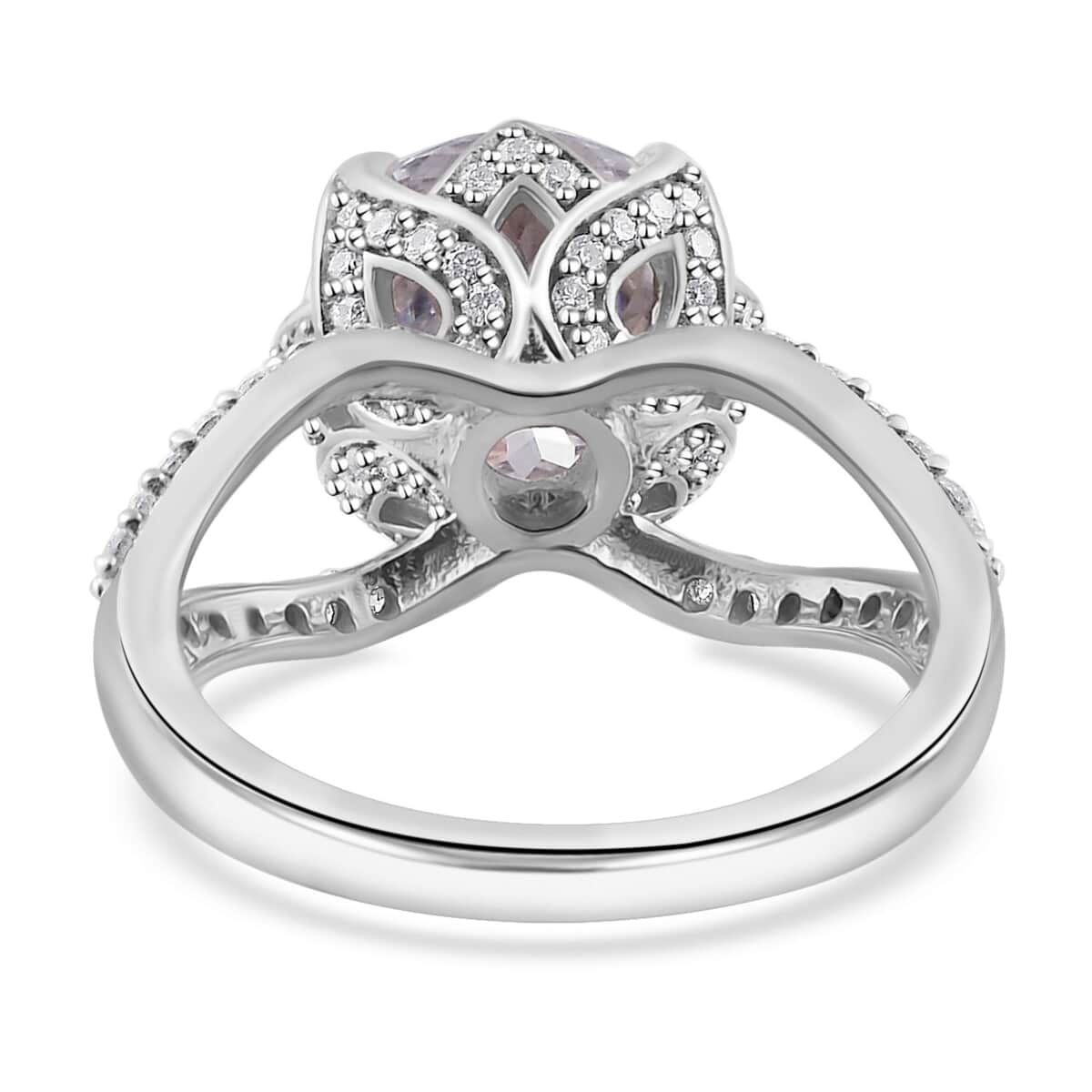 Birds Nest Cut Moissanite Split Shank Ring in Platinum Over Sterling Silver (Size 10.0) 4.80 ctw image number 4