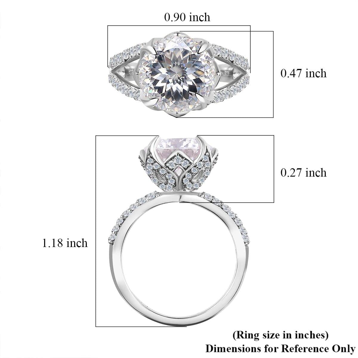 Birds Nest Cut Moissanite Split Shank Ring in Platinum Over Sterling Silver (Size 10.0) 4.80 ctw image number 5