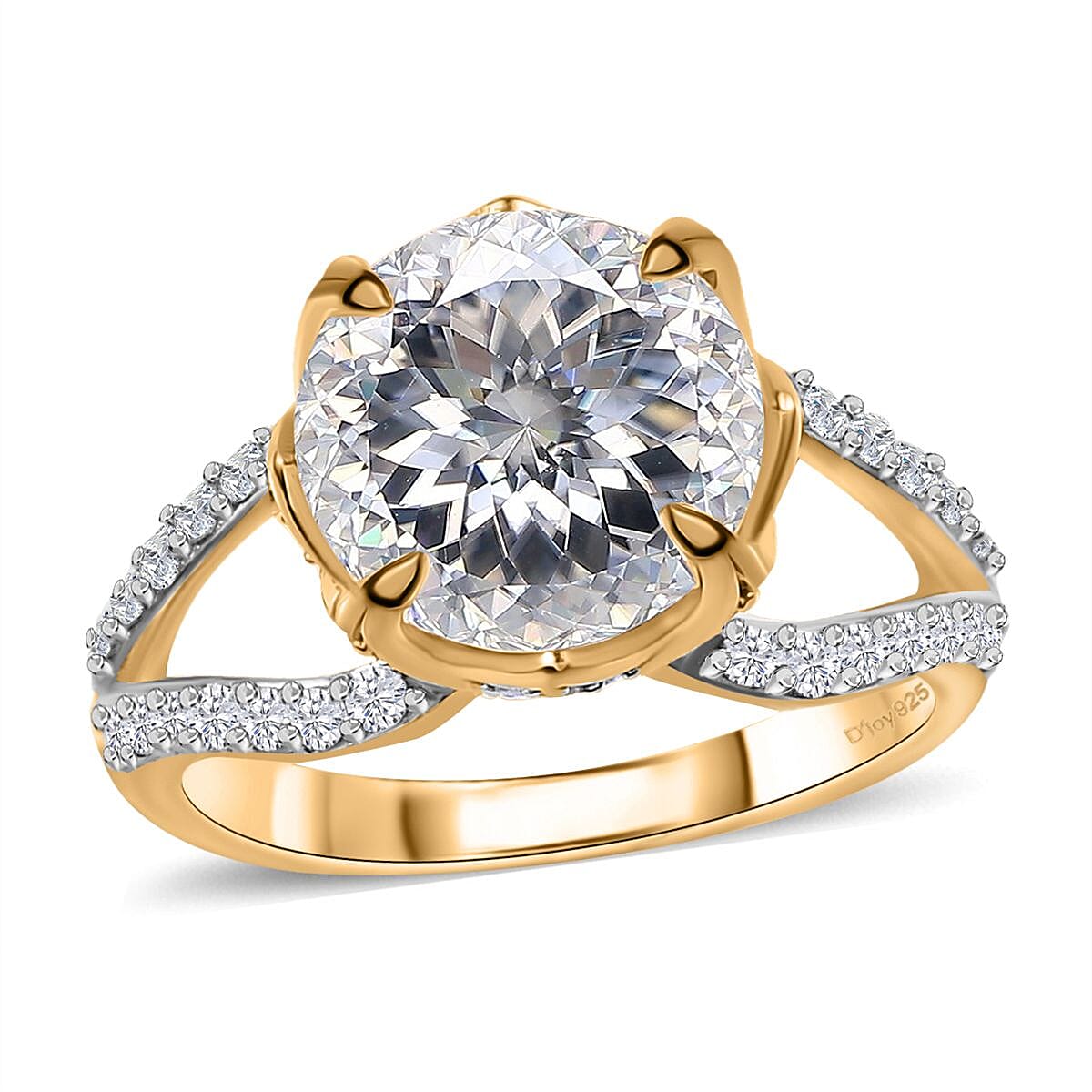 Buy Birds Nest Cut Moissanite Split Shank Ring in Vermeil Yellow