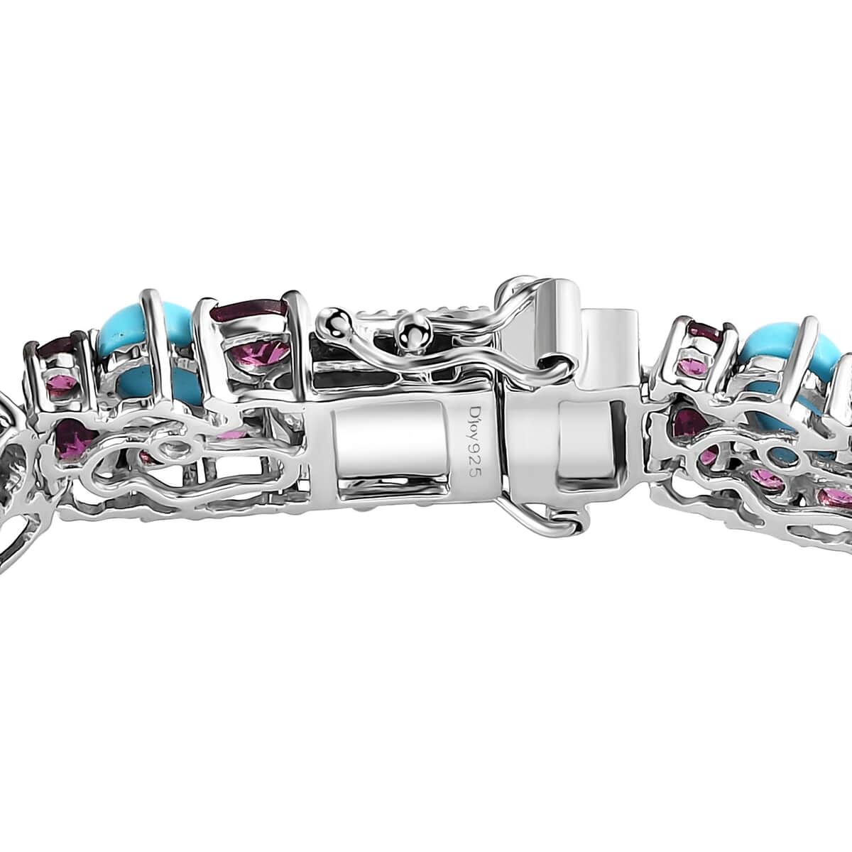 Orissa Rhodolite Garnet and Sleeping Beauty Turquoise Bracelet in Platinum Over Sterling Silver (7.25 In) 22.60 ctw image number 3