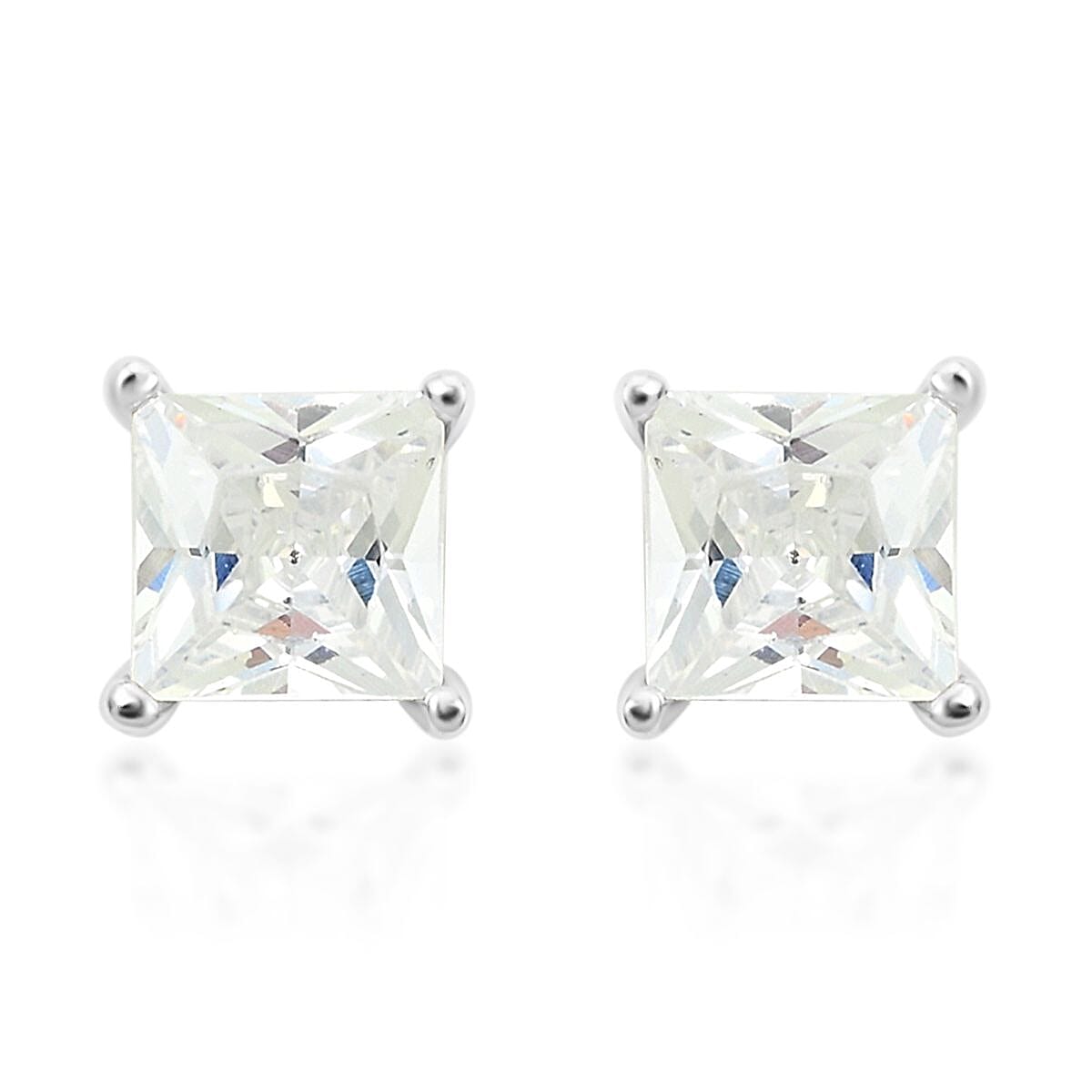 Simulated Diamond Earrings in Silvertone