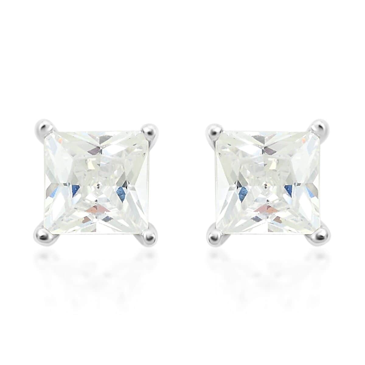 Simulated Diamond Earrings in Silvertone image number 0