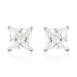 Simulated Diamond Earrings in Silvertone